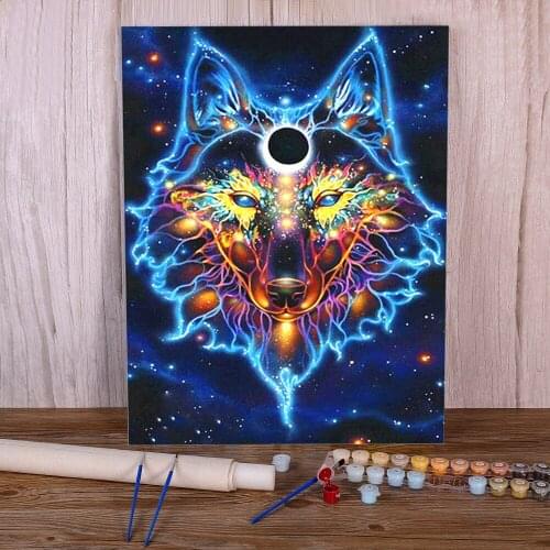 Colored Wolf Paint By Numbers Package Acrylic Paints 40*50 Paiting By Numbers Home Decor Crafts For Adults Wall Handiwork