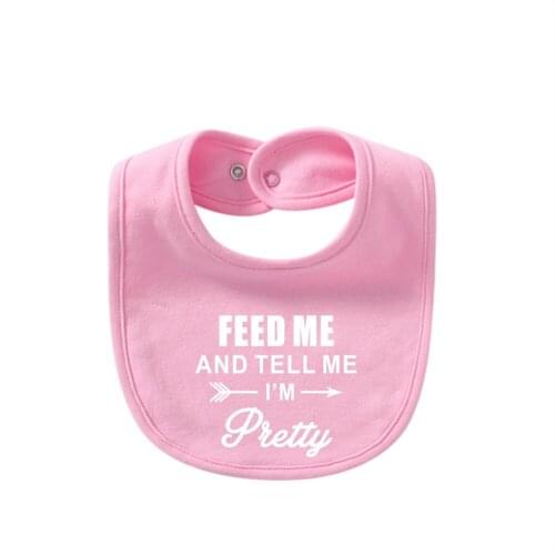 Personalized Cute Baby Bib Feed Me And Tell Me I'm Pretty Baby Accessories Trendy Baby Bibs Custom Newborn Bib Funny Infant Bib