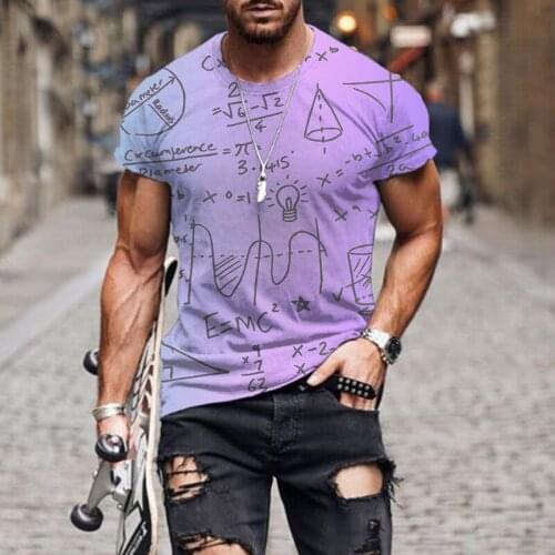 2021 new mathematical formula mens T-shirt summer fashion harajuku short-sleeved 3D round neck tops mens T-shirt Men clothing