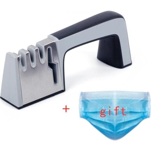 New 4 in 1 Knife Stainless Steel Sharpener Ceramic Kitchen Knife Shears Scissors Sharpening Tools Diamond Coated Non-slip Base