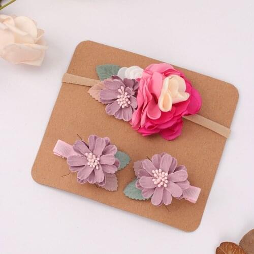 Oaoleer 3PCS/Set Hair Accessories Lovely Baby Headband Cute Hair Clips Pins for Baby Girls Toddlers Hairpin Elastic Head Bands