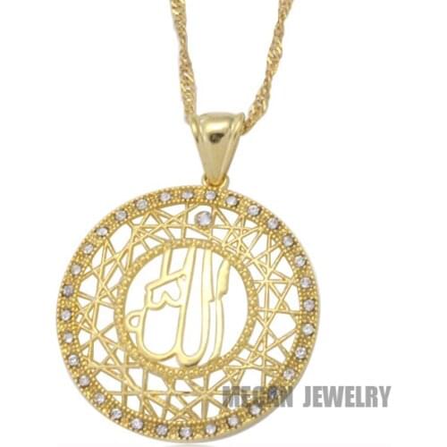 Muslim Allah crystal pendant & necklace for women & men, charm Islam jewelry & Arab gift