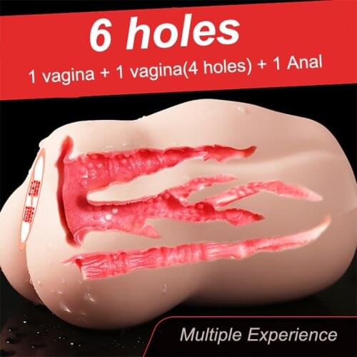 6 Holes Realistic Vagina for Men Vagina Anal Real Pussy 6 in 1 Male Masturbator Big Soft Sexy Doll Adult Toys for Men