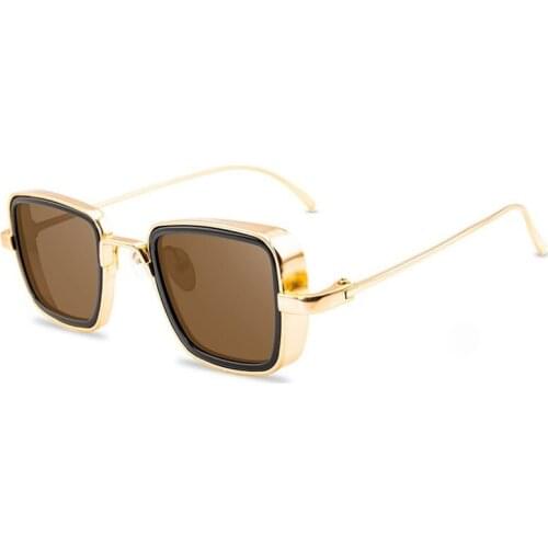 Retro Square Sunglasses Men Tony Stark Sun Glasses Luxury Brand Designer Steampunk Sunglasses Red Black Sunglass Women UV400