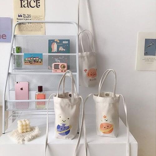 Yeqofcd Cute Cartoon Print Water Bottle Carrier Bag Bottle Pouch Holder Shoulder Bag Versatile Student Storage Bags For Women