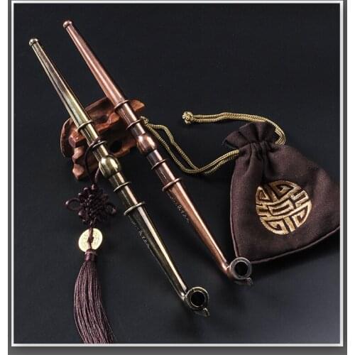 Old-fashioned Handmade Retro Tobacco Pipe Portable Pipe Carved Dragon Dry Tobacco Rod Copper Long Rod Smoking Tool