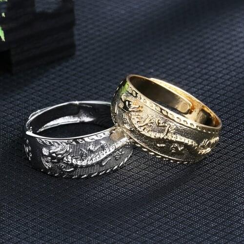 Domineering Gold/Silver Plated Dragon Ring Personality Men Womens Couple Ring Wedding Band Engagement Ring Party Jewelry