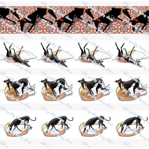 WL Funny Greyhound Grosgrain Ribbon Gift Wrapping Bowknot Diy Party Decoration Craft Supplies Animal Collar 50 Yards