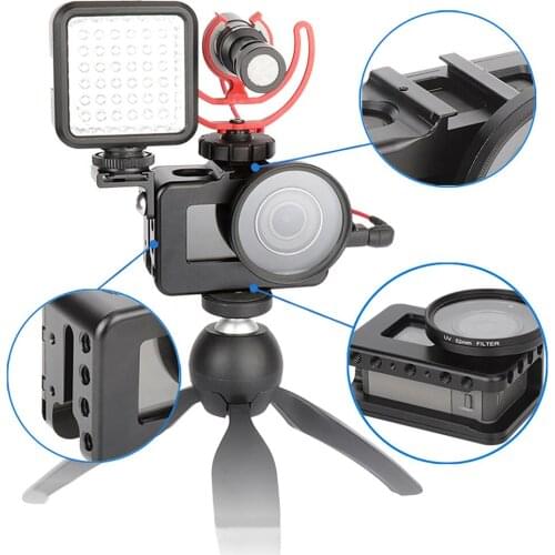 Protective Frame Shell Case For DJI OSMO Action Cover Sports Camera Metal Heat Dissipation Frame 52mm UV Lens Accessories