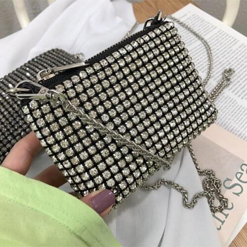 Diamond Women Handbag Clutch Fashion Vintage Shoudler Handbag Diamond Messenger Handbag Lady Shiny Coin Purse