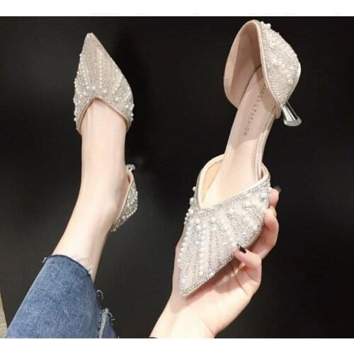 High heels for womens shoes is fine with the new spring and summer 2021 diamond pearl pointed