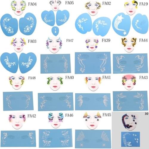 1PC Eye Body DIY Design Halloween Christmas Party Soft Face Paint Stencil Reusable Template Tattoo Painting Makeup Tools 21Style