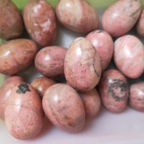 1pcs Rhodonite Egg Shaped Stone Healing Natural Crystal Massage Minerale Gemstone Spiritual Decor Collection