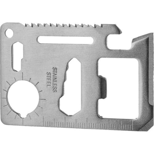 1pcs Steel Survival Card Multi Tool Card Knife Bottle Opener Saw Ruler Slotted Screwdriver Wrench Camping Toolcard EDC Tool
