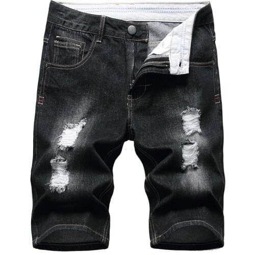 28-42Size 7Colors Retro Straight Type Hole Frayed Denim Men Short Pants Cotton Casual Summer Autumn Jeans