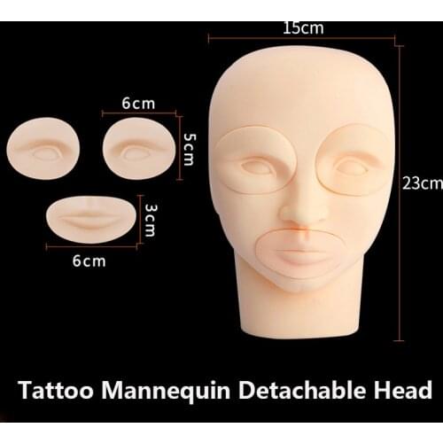 3D Permanent Tattoo Head Training Practice Mannequin Detachable Head Makeup Lip Eyebrow Silicone Microblading Supplies