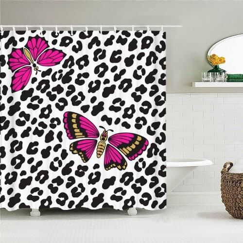 3d Bathroom Curtains Beautiful Butterfly leopard Print Shower Curtains With Hooks Home Decoration Waterproof Fabric Bath Screen