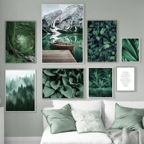 5D Diamond Painting Green Lake Mountain Forest Banana Leaf Mosaic Diamond Embroidery DIY Diamond Art Full Diamond Handmade Gift