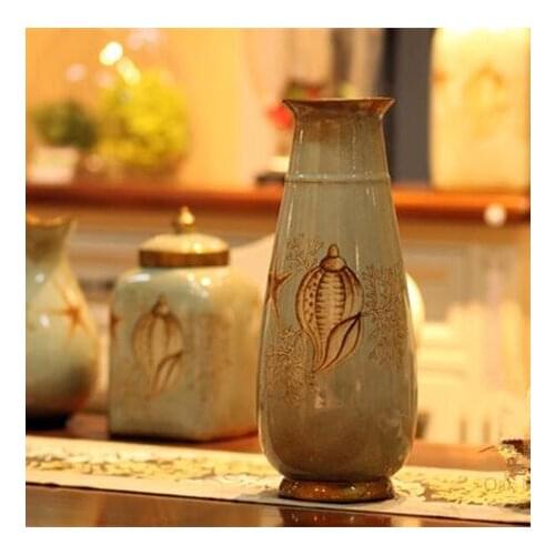 American Country French Mediterranean living room Home Furnishing decoration hand-painted ceramic flower flower vase starfish