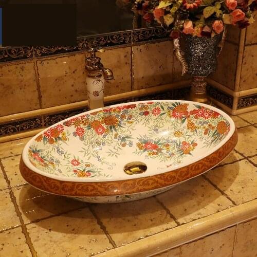 Large Artistic Ceramics sink bowl Household Washbasin art Chinese ceramic wash basin bathroom sink