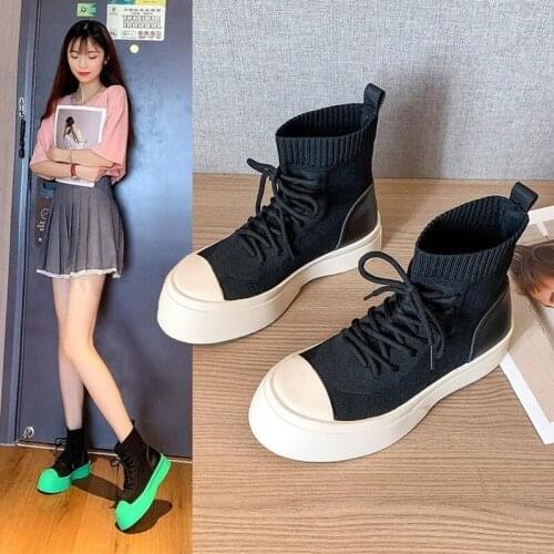 Boots Girls 2021 Spring and Autumn New Thick-soled Shoes Trendy Womens Fashion Style Thin Boots Womens Shoes