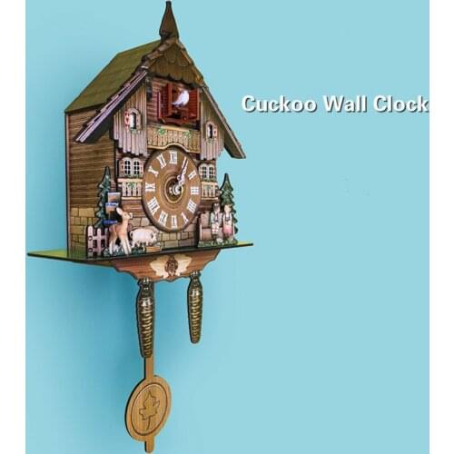 Retro Black Forest Cuckoo Clock Wooden House Wall Alarm Clock Bird Living Room Bedroom Home Decoration Accessories Gifts Kids