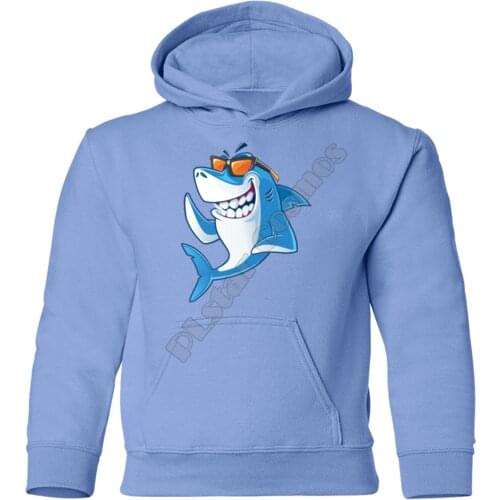 Shark Cartoons Kids Hoodies 3D Printed Kids Sweatshirt Child Long Sleeve Boy For Girl Sky Blue Pullover Drop Shipping