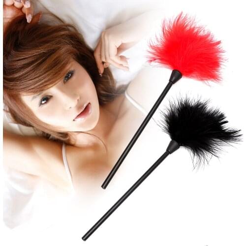 IKOKY Erotic Toys 24cm Flirting Feather Adult Games SM Bondage Clitoris Stimulator Black Spanking Whip Sex Toys for Couple