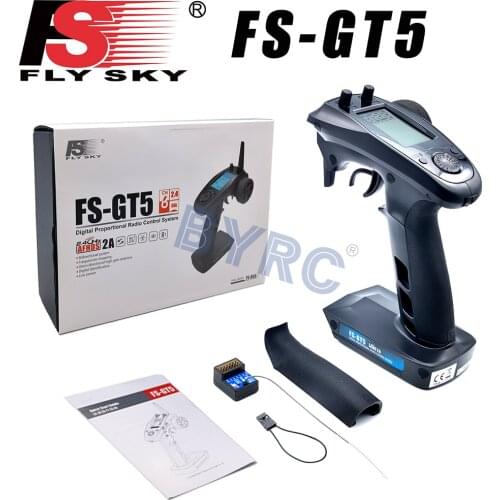 FlySky FS-GT5 2.4G 6CH RC Transmitter Remote Controller with FS-BS6 Receiver for RC Car Crawler Boat Vehicle RC Model Car Parts