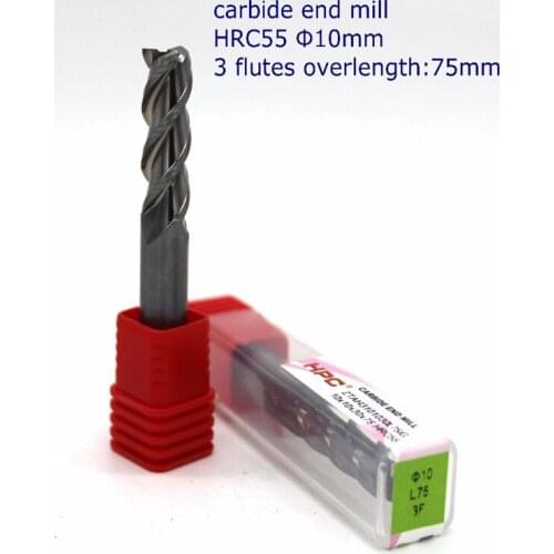 Router bit 10*10*75 of 3 flutes flat end mill HRC55 carbide end milling tungsten knife CNC machine tools mills cutter