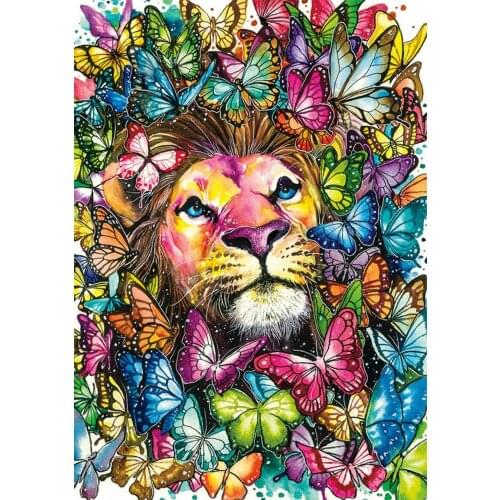 JMINE Div 5D Butterfly Colorful Lion Full Diamond Painting cross stitch kits art High Quality Animal 3D paint by diamonds