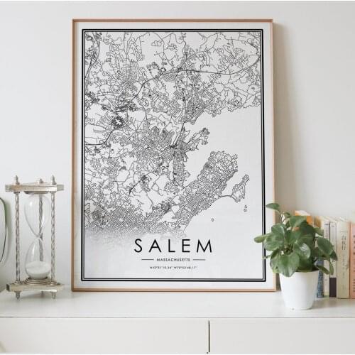 SALEM city map Nordic Living Room Decoration Canvas Poster Modern Home Decor Art Print Painting