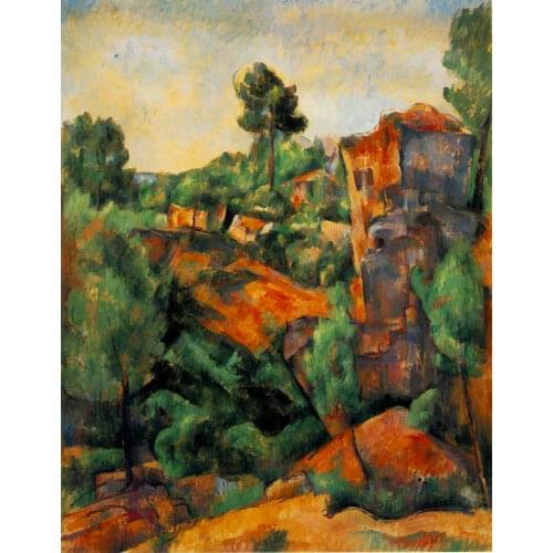 Oil Painting Reproduction on linen canvas,bibemus-quarry-1898-1 by paul Cezanne ,Free Shipping ,Museum quality,100% handmade