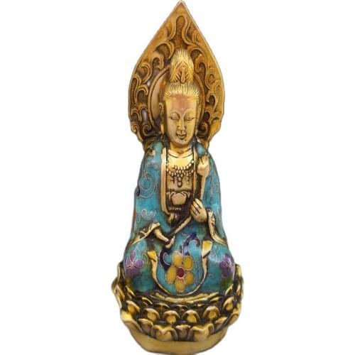 China Old Copper Cloisonne Buddhism buddha guanyin Bodhisattva statue