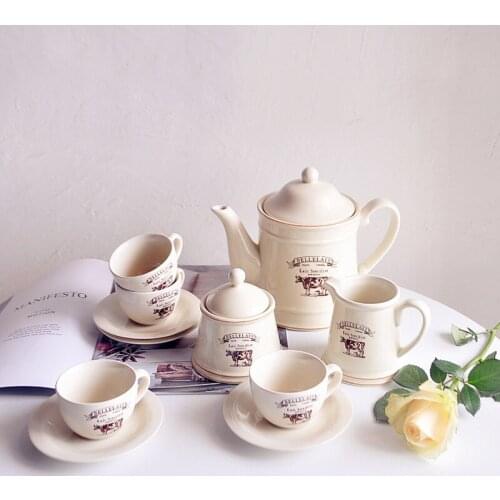 MIDOSHARK Classic milk pattern ceramic afternoon tea cup set Tea pot and cup set