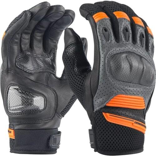 Cool Grey Mesh Motorcycle Gloves Touch Screen Leather Glove Men Women Biker Protective Full Finger Motorbike Motocross Luvas Red