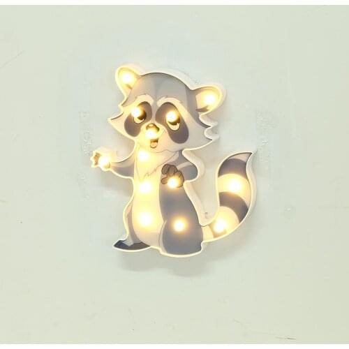 Cute Raccoon Shaped LED Night Light Warm White Luminous Table Night Light Bedroom Children Home Bedside Interior Decoration
