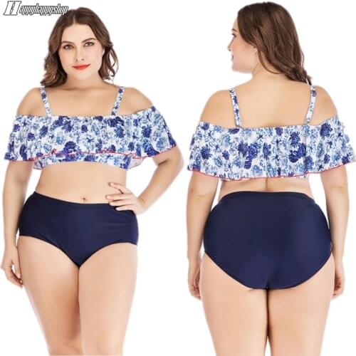 Fashion Women Ruffle Vest Tops And High Waist Swimming Briefs Summer Plus Size Swimwear Swimsuit Beachwear Beach Bathing Suits