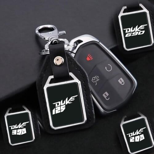 Motorcycle metal leather keychain keyring mirror custom engraved logo for for KTM Duke 125 200 390 690 Accessories