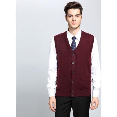 Mens vest wool sweaters casual cardigan knitted man Vest Autumn and Winter