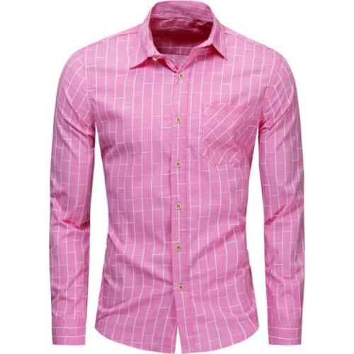 NEW shirt Business casual long sleeve men shirts High quality brand 100% cotton plaid shirt men Plus Size chemise homme