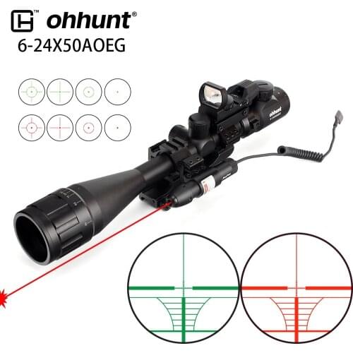 Ohhunt 6-24x50 AOEG Combo Scope Rangefinder Reticle Hunting Scopes Riflescope With Red dot Laser Sight