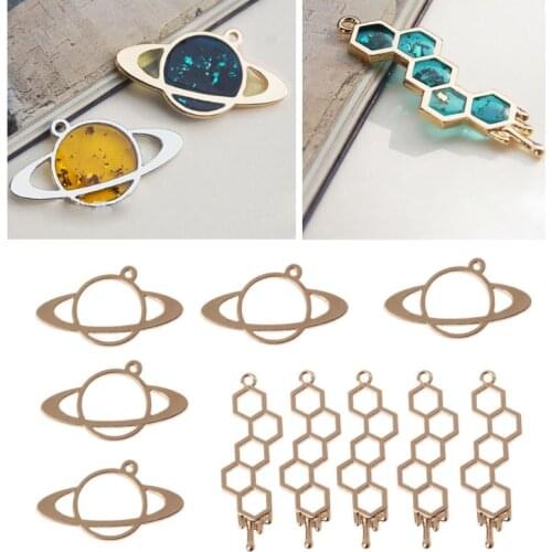 5Pcs Honeybee Planet UV Frame Pendant Open Bezel Setting UV Resin Jewelry DIY