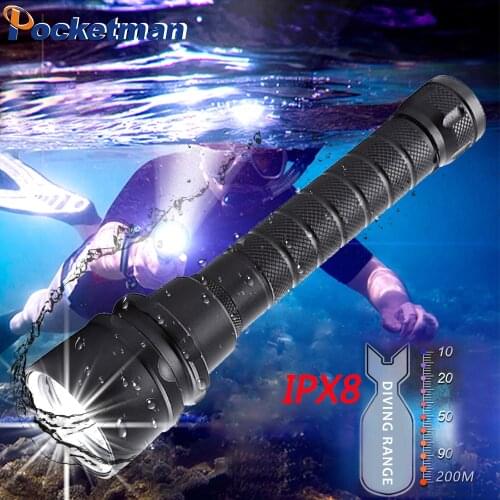 Professional Powerful led Waterproof Scuba Diving Flashlight Diver Light LED Underwater Torch Lamp Lanterna z48