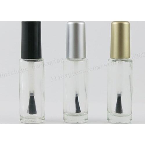 20 x 8ml Transparent Glass Nail Polish Bottle With Plastic Lid 8 cc Empty Cosmetic Containers with Silver Gold Black Brush Cap