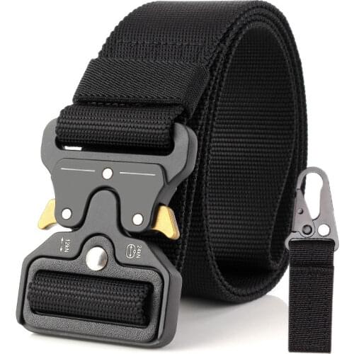 Tactical Belt Military Metal Buckle Nylon Waist Belt Heavy Duty Training Waist Belt Hunting Accessories 125cm 135cm Adjustable