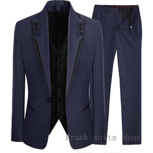 Navy Blue Groom Suit For Men Blazer 3 Piece Formal Men Wedding Suit Terno Business Slim Fit Tuxedo Jacket Costume Homme Mariage