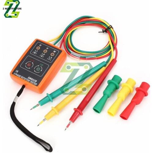 SM852B Phase Sequence Tester 3 Phase Digital Phase Indicator Detector LED Buzzer Phase Sequence Meter Voltage Tester 60V~600VAC