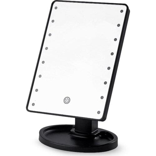 Led Makeup Mirror With Light Desktop Storage Touch Sensor Mirror 360 Rotating Square Makeup Mirror Makeup