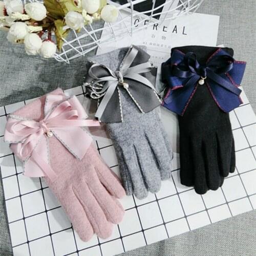 Women winter black pink gray thick Cashmere fashion Gloves Mittens